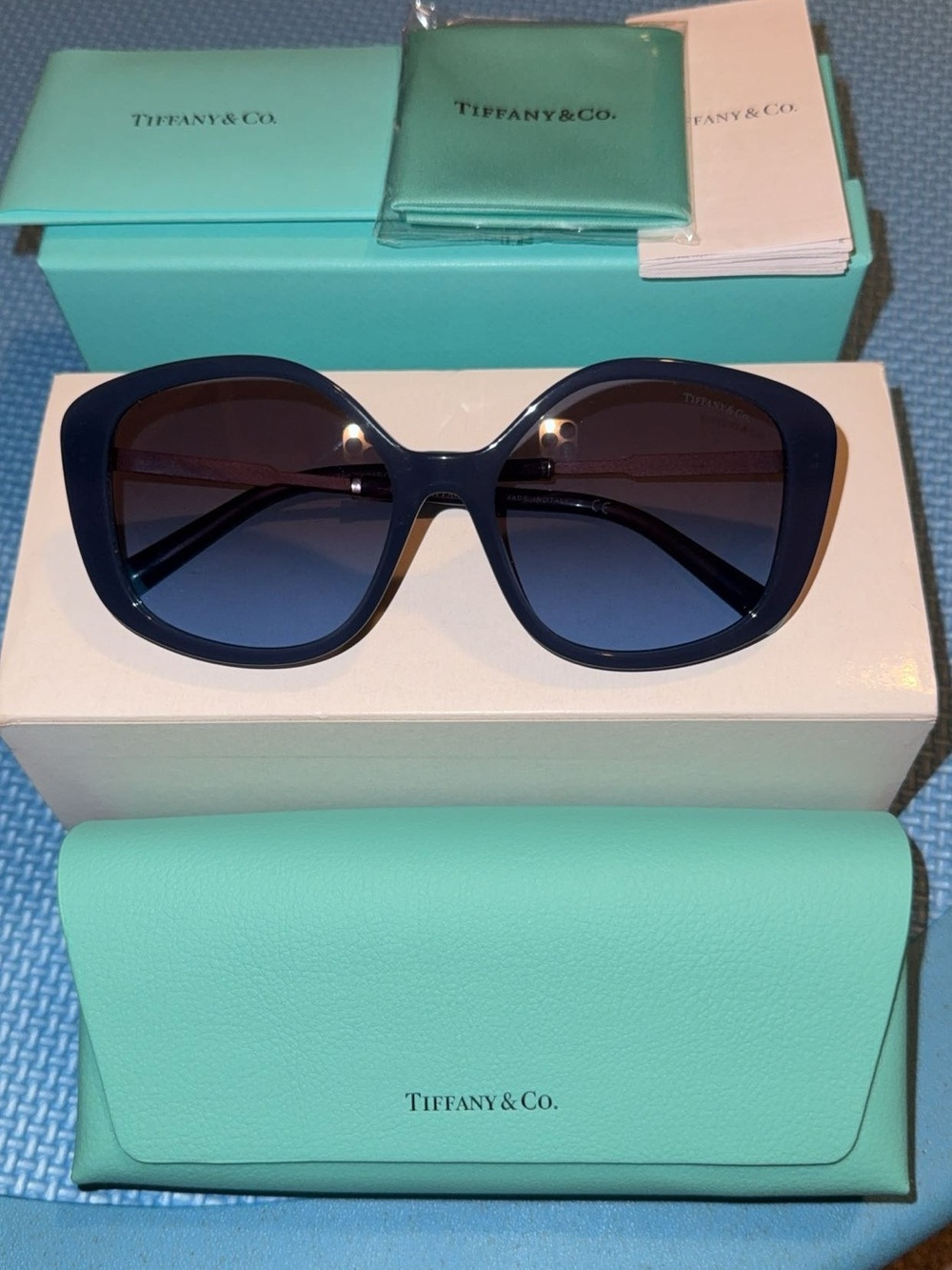 Brand new Tiffany & Co. Women's Opal Blue Sunglasses with Gradient Lenses
